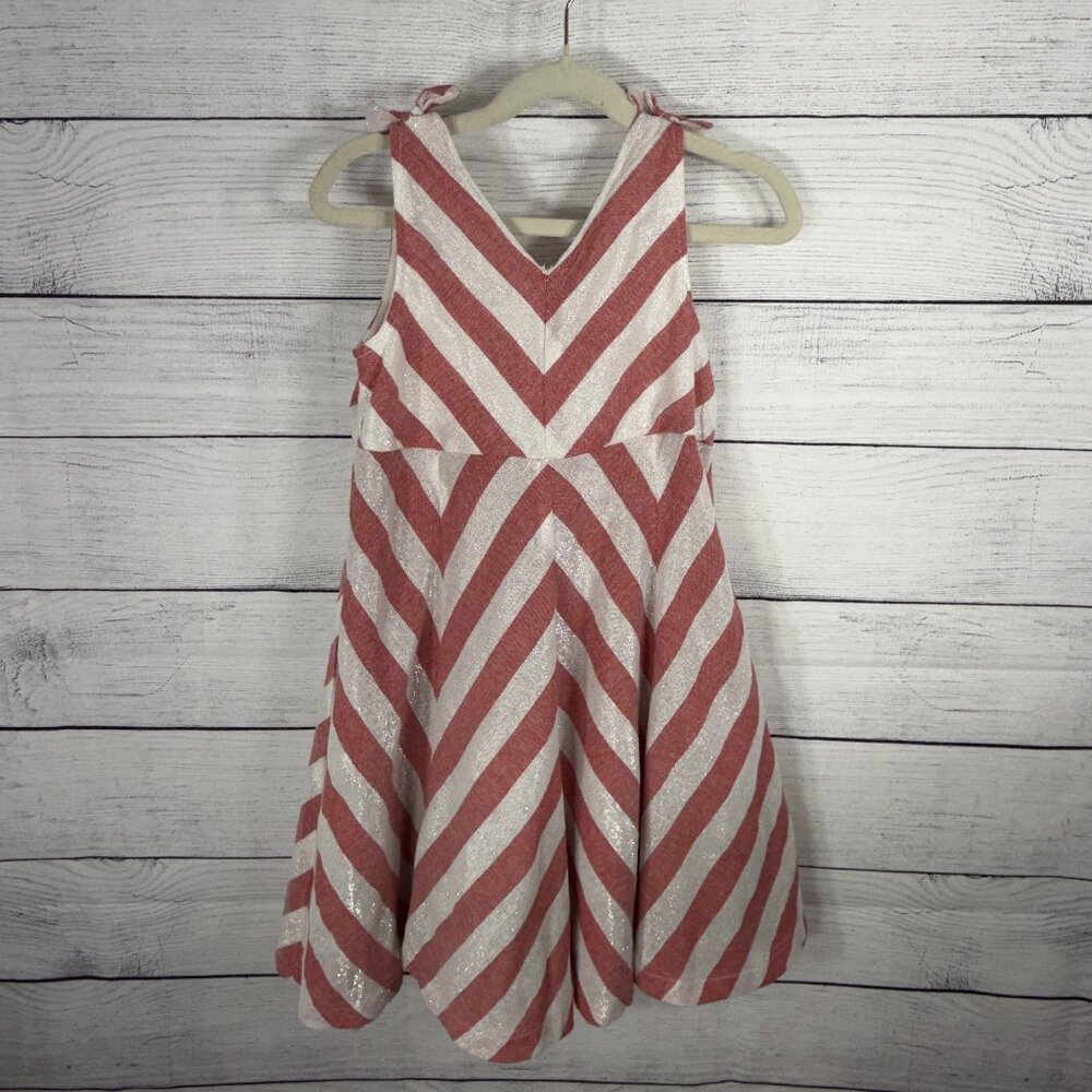 NWT Pink Chicken NY Silver Red Striped Party Dress with Petticoat Size 6Y